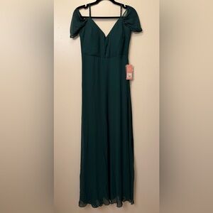 Birdy Grey Devin Chiffon Dress Emerald Green- Size M- NWT- Pockets